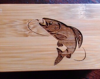 personalised wooden fly fishing box for your dads, grandads, partner,