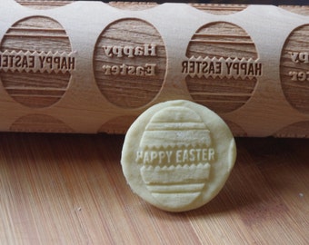 engraved rolling pin with Happy Easter design