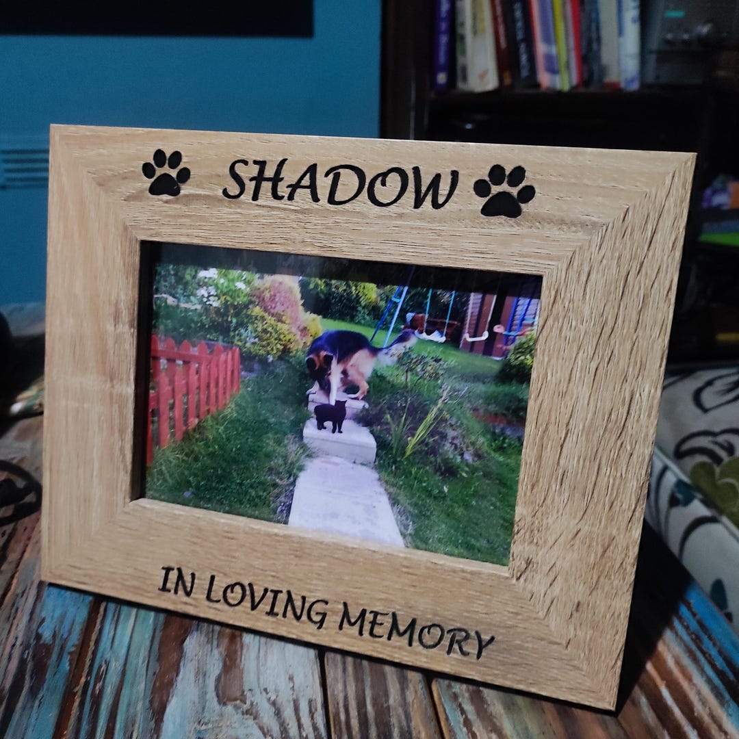Paw Photo Frame Personalised Wooden Photo Frame, Paws & Loving Memory Design, Custom ...