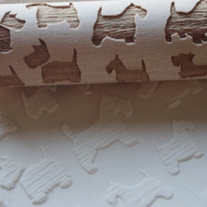 Mini laser engraved rolling pin with Scottish Terrier