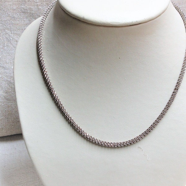 Sterling silver snake chain necklace, 18" long. Chain is marked Italy, 925, IBB in good used condition.