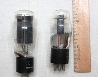 TV radio tubes, lot of 2 for upcycle repurpose steam punk. They are 5" plus, salvaged from a stand up radio.