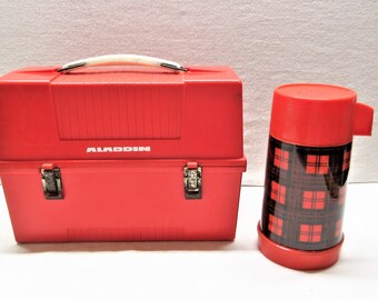 Vintage Colorful Patchwork Design Metal School Work Craft Lunch Box Pail