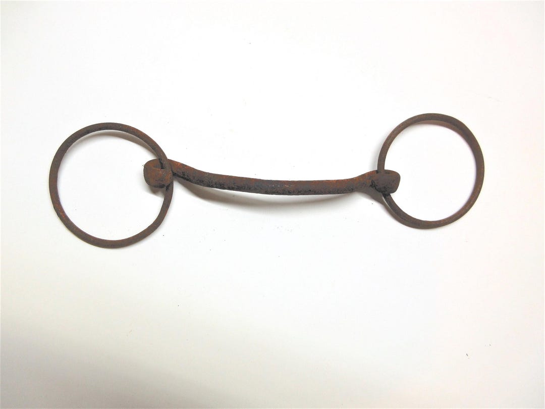 Horse or Donkey Bridle Bit: Snaffle Eggbutt. Rusty Cast Iron Ranch ...