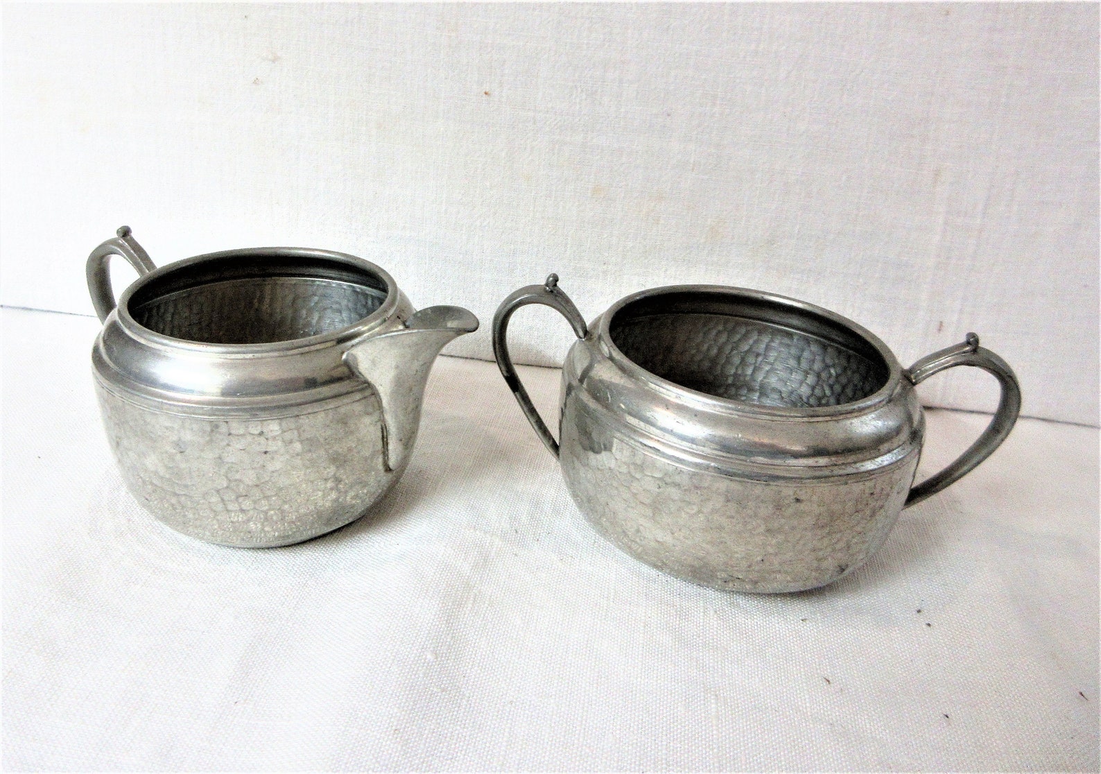 Set of Pewter Creamer and Sugar Bowl Service Set Marked My Etsy Canada