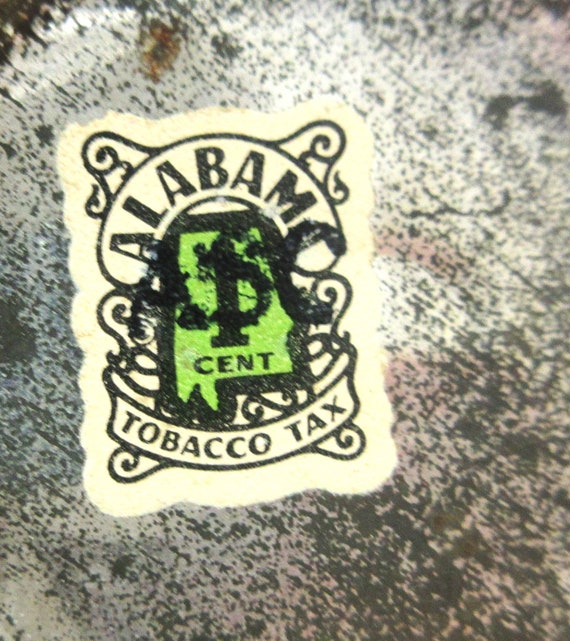 alabama tobacco Vintage Empty Tobacco Tin Can With Alabama Tax Stamp