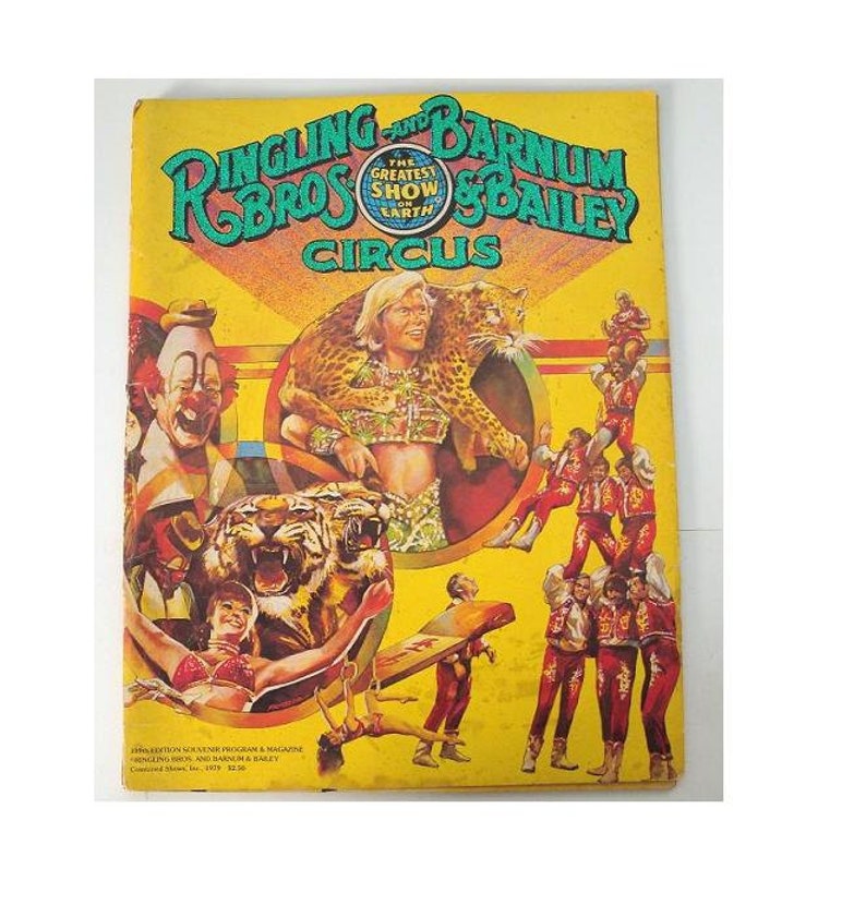1970s Ringling Bros /& Barnum Bailey Circus 1979 program and about 70 page Carnival magazine with a poster inset of GG Williams and a leopard