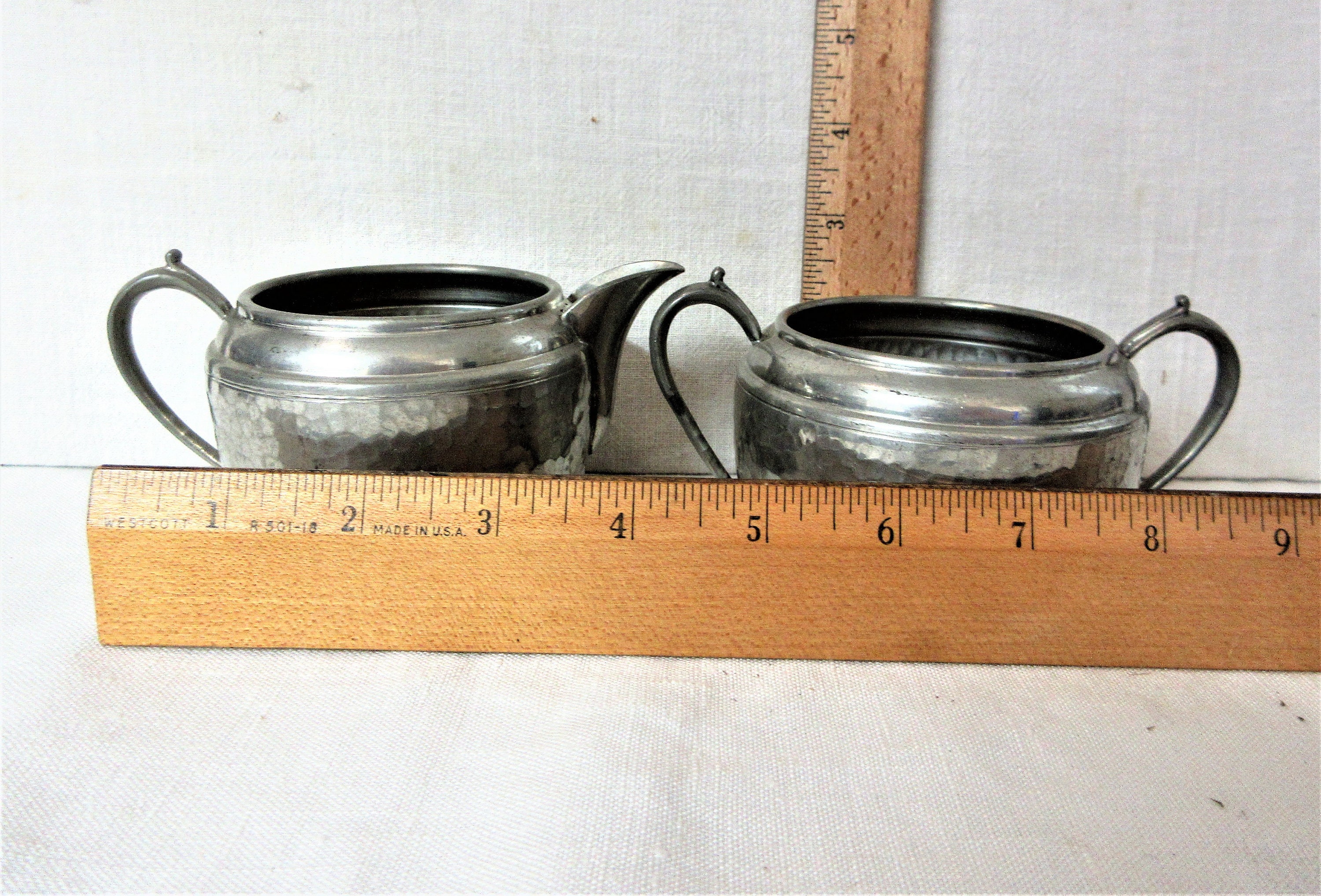 Set of Pewter Creamer and Sugar Bowl Service Set Marked My Etsy Canada