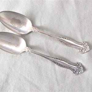 Antique teaspoons, Silver plate Rogers Bros 1847 Avon pattern (1901). Some wear.