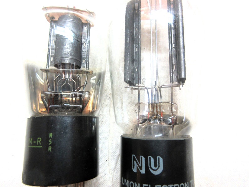 TV radio tubes, lot of 2 for upcycle repurpose steam punk. They are 5 plus, salvaged from a stand up radio. image 3