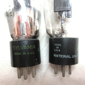 TV radio tubes, lot of 2 for upcycle repurpose steam punk. They are 5 plus, salvaged from a stand up radio. image 2