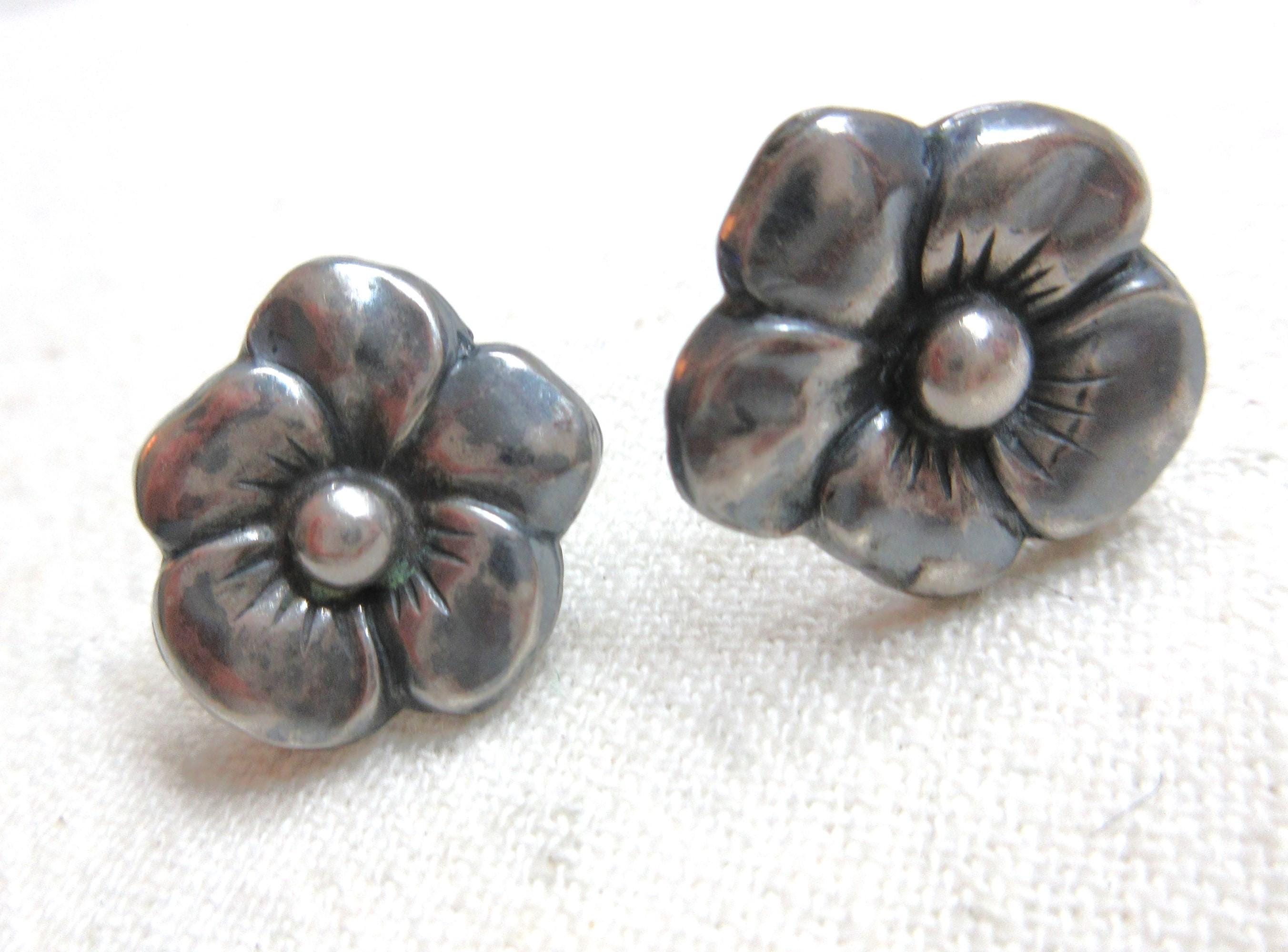 50s sterling beaded large dome screw-back earrings main image 1