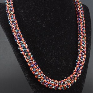 LadiIris - Handmade SuperDuo Netted Seed Bead Necklace, SuperDuo Beads, Nickel Free, Seed Bead