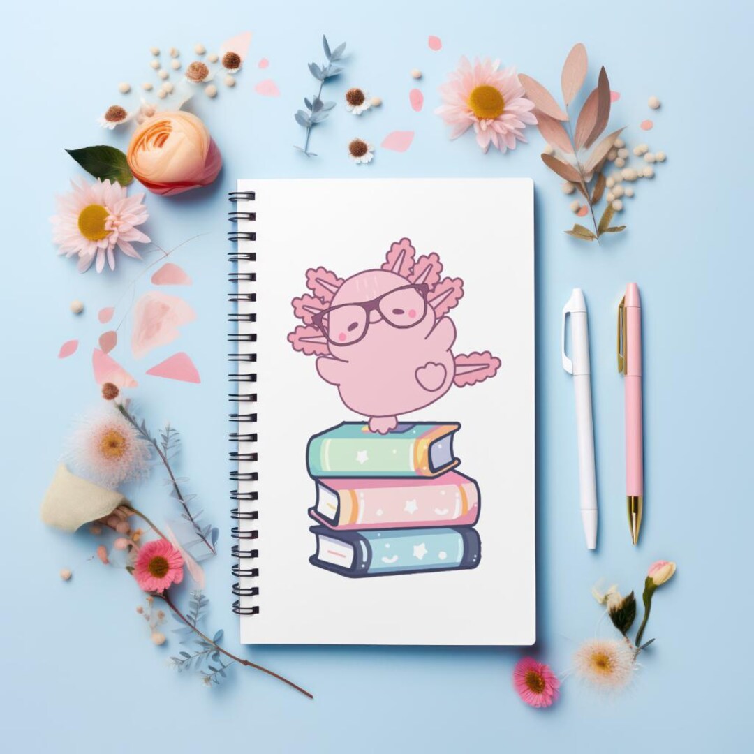 Kawaii Axolotl Spiral Notebook Ruled Line, Cute Journal, Animal Lover ...
