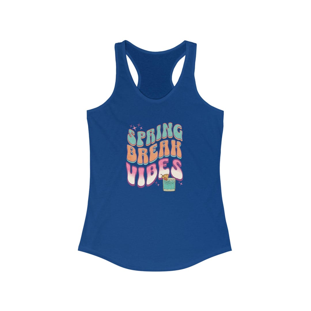 Spring Break Apparial Vintage Style Spring Break Vibes Women's Racerback, Vacation Beach ...