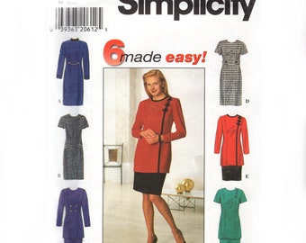 Sewing Pattern for Women Misses Petite Dress or Tunic and Skirt 1990s Simplicity 7763 Size 8-10-12 Uncut F/F