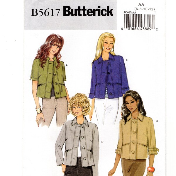 Sewing Pattern for Women, Loose-Fitting, Casual Jacket, Lightweight, Button Front Jacket, Butterick B5617 Size 6-8-10-12 Uncut F/F