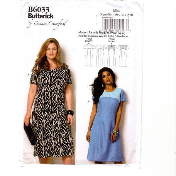 Sewing Pattern for Women Fit and Flare Dress, Casual Dress, Semi-Formal Dress Butterick B6033 Size 3-16 Connie Crawford Uncut F/F