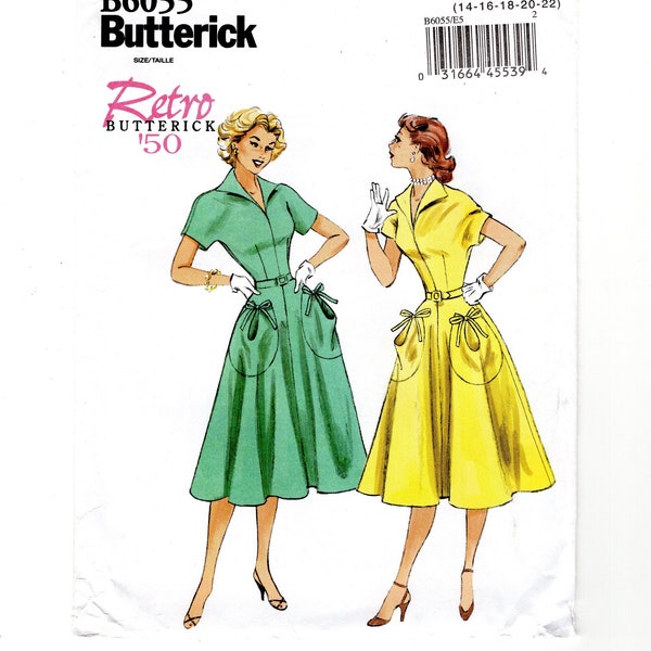 Sewing Pattern for Womens Dress, 50s Style Dress, Fit and Flare Dress, Swing Dress, Butterick B6055 Size 6-14 or Size 14-22 Uncut F/F