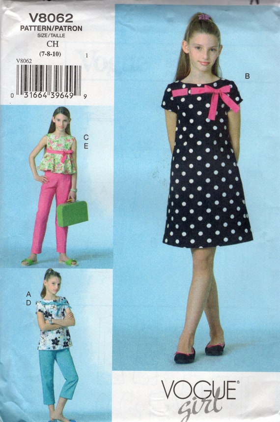 Vogue Pattern V8062 Girls' Top Dress 