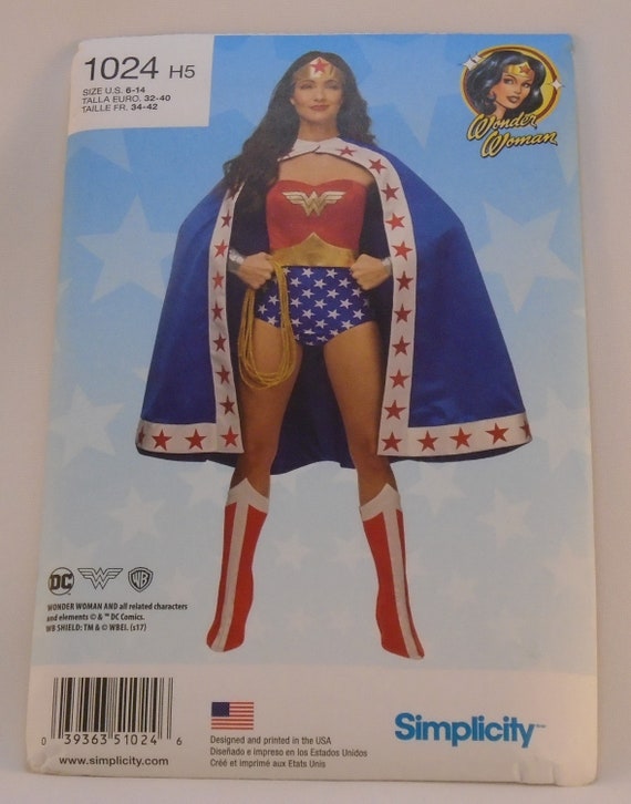 Wonder Woman Costume Simplicity Pattern 1024 Size Etsy