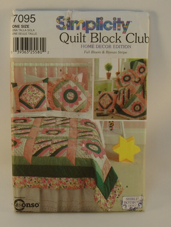 Simplicity Pattern 7095 Quilt Block Club Full Bloom And Roman Etsy Simplicity Pattern 7095 Quilt Block Club Full Bloom And Roman Etsy