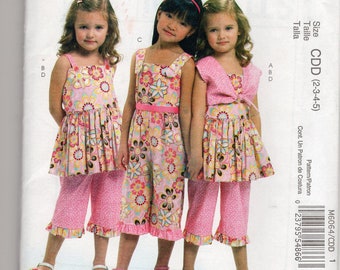 Childrens Girls Skirts With Flounce or Ruffle Variations Lace Trim Ribbon Trim Contrast Lower Ruffle McCalls Pattern M5169 Size 3-4-5-6