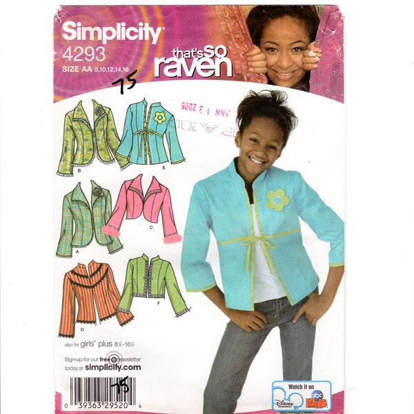 Sewing Pattern for Tween Girls, Decorated Jacket, Creative Designs Inspired by That's So Raven Simplicity 4293 Size 8-10-12-14-16 Uncut F/F