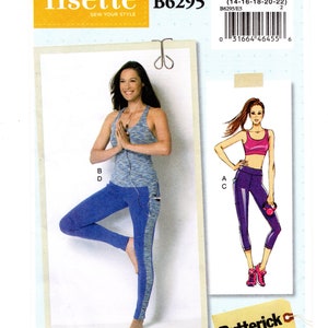 Sewing Pattern for Women Sports Bra and Top and Leggings, Athleisure, Exercise, Yoga Butterick B6295 Size 14-16-18-20-22 Lisette Uncut F/F