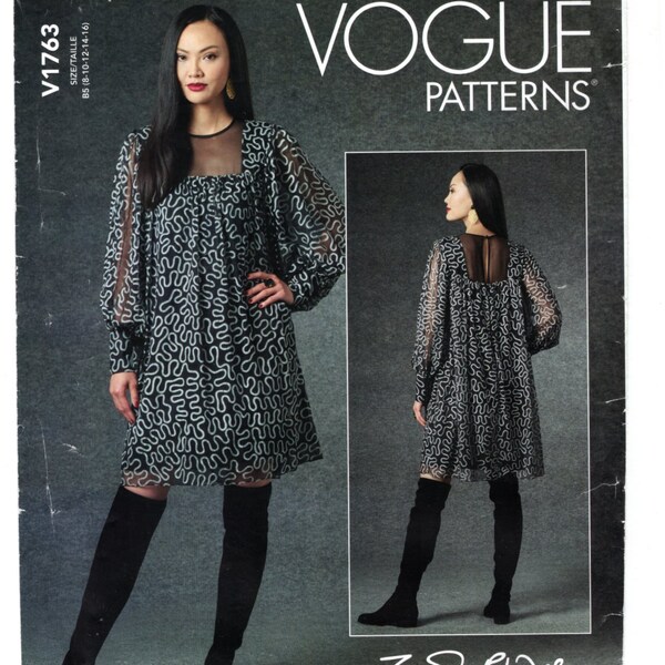 Sewing Pattern for Women Misses Special Occasion, Cocktail Dress  Vogue V1763 Size 8-10-12-14-16 or 16-18-20-22-24 Zandra Rhodes Uncut F/F