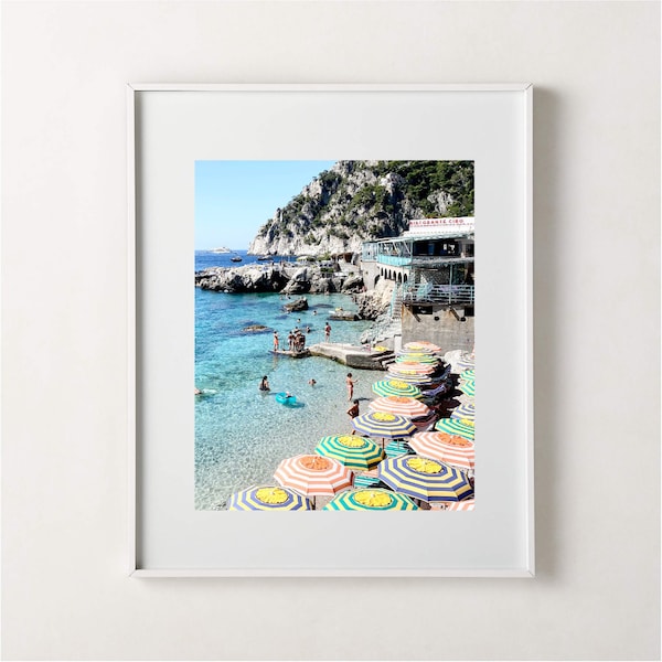 Travel Photography Capri Italy Beach Club, Italian Beach, Digital Download
