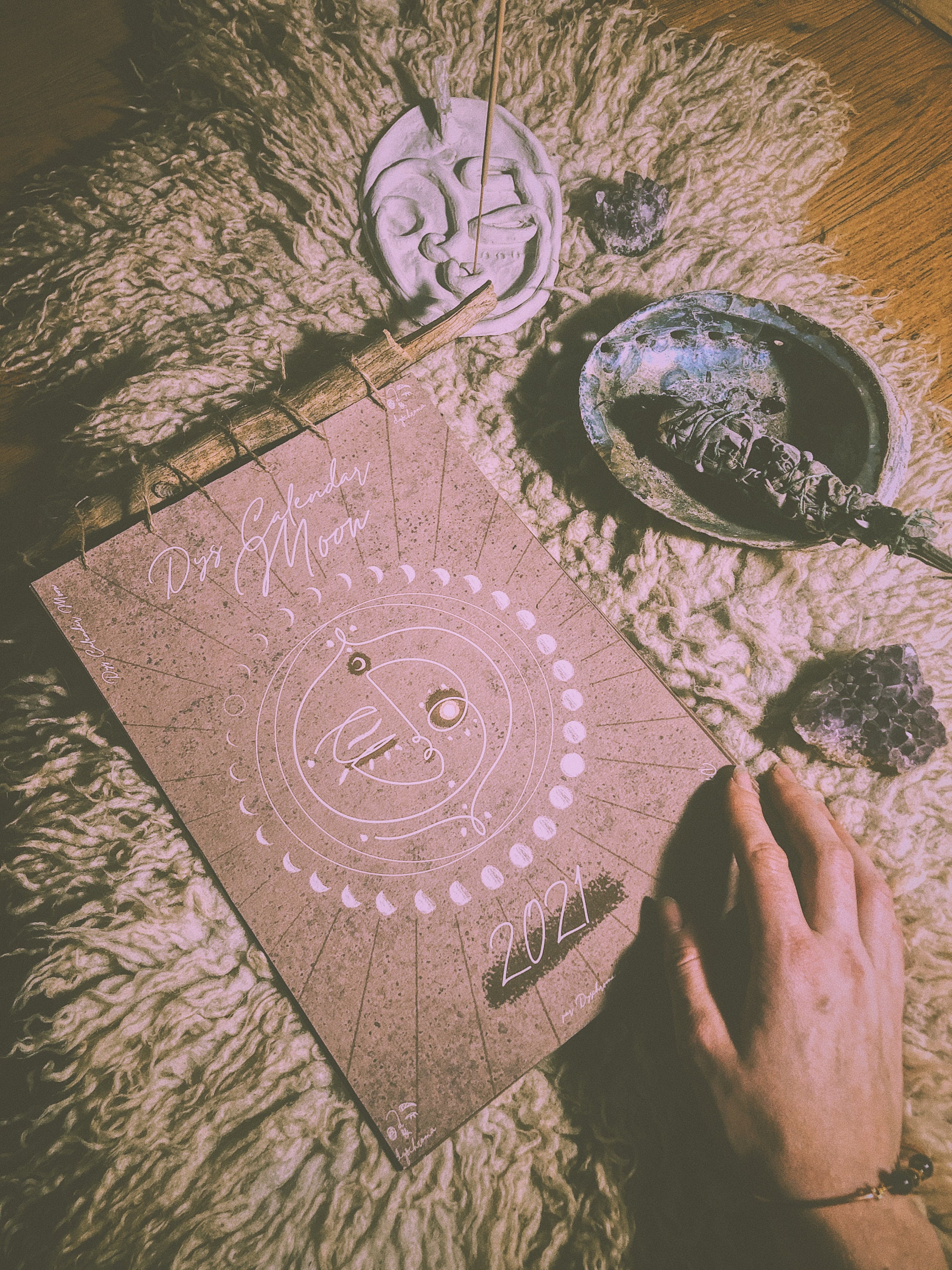 Dyscalendar Moon Calendrier Lunaire 2021 | Illustration Minimaliste Signe Astrologique Illustré A4