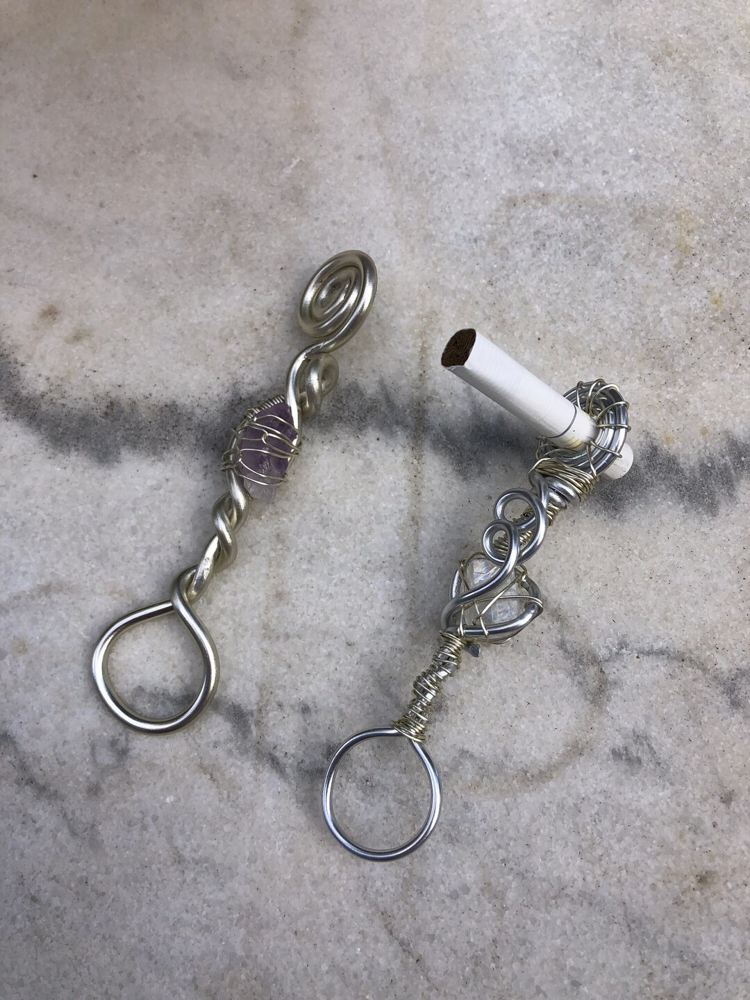 Cigarette holder | Cigarette ring | Fashionable smoking accessories | clip holder | Crystal | natural stones