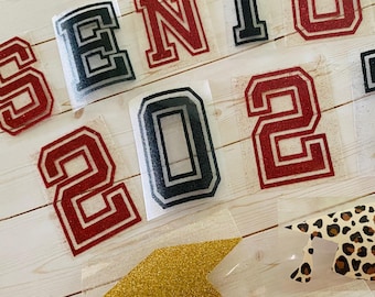 Iron on Patches for Spirit wear Jeans, Senior Class of 2027,  Homecoming Pants