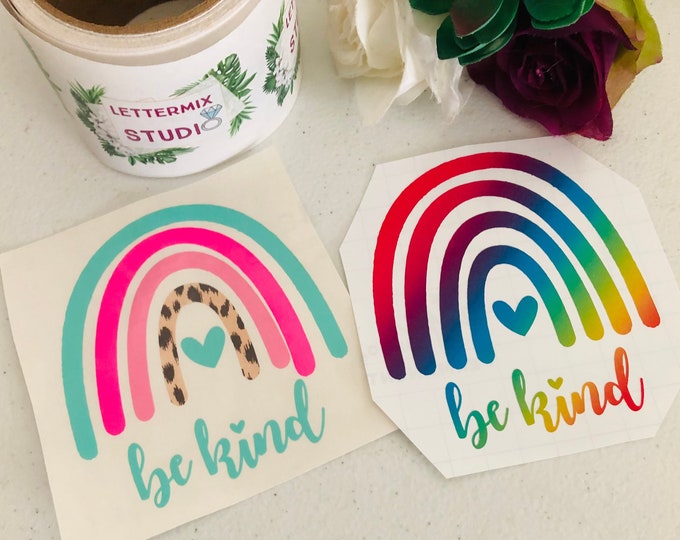 Be Kind Rainbow Vinyl Decal, Car/Locker Decal