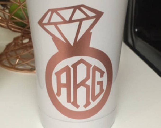 Engagement Gift: Personalized Ring Decal Tumbler (Bride)