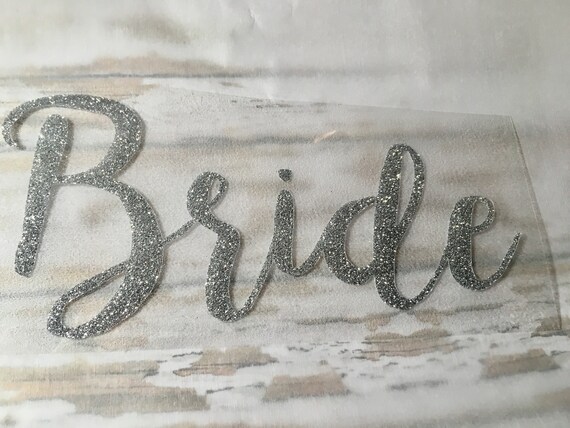 Silver Bride Iron on Lettering Glitter Iron On | Etsy