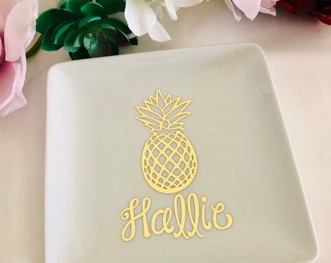 Monogram Jewelry Tray: Pineapple Ring Dish, Bridesmaid Proposal Gift