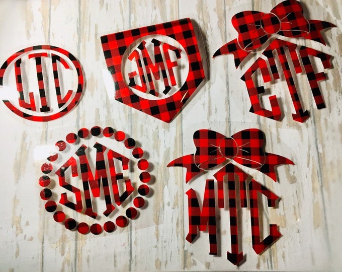 Christmas Buffalo Plaid Shirt Iron On: Personalized Monogram (Custom Initials)