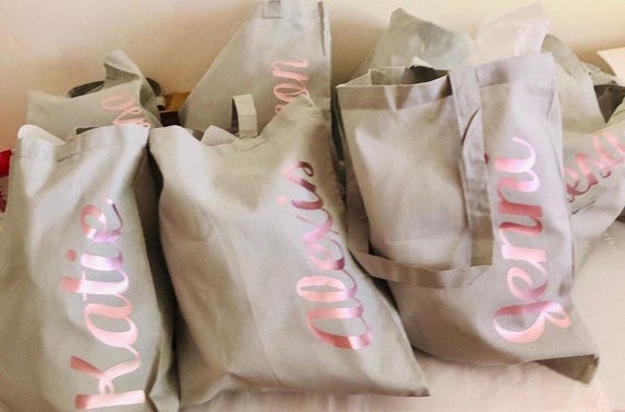 Personalized Bridesmaid Cotton Tote Bag: Bridal Party Gift Set