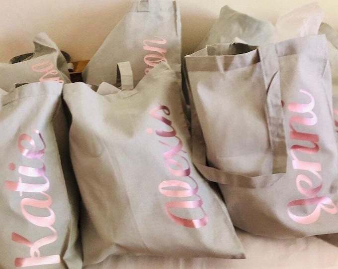 Personalized Bridesmaid Cotton Tote Bag: Bridal Party Gift Set
