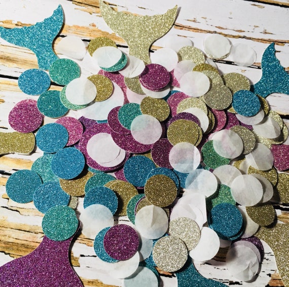 Mermaid Glitter Confetti, Teal, Gold, Purple Party Decorations
