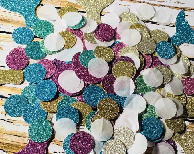 Mermaid Glitter Confetti, Teal, Gold, Purple Party Decorations