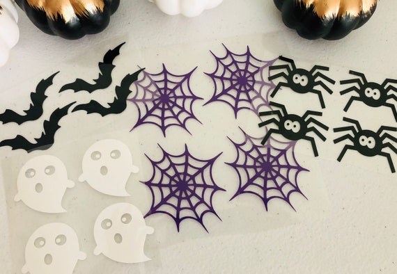 Halloween Iron Ons: Spider, Bat, Ghost, Web - DIY Craft Supplies