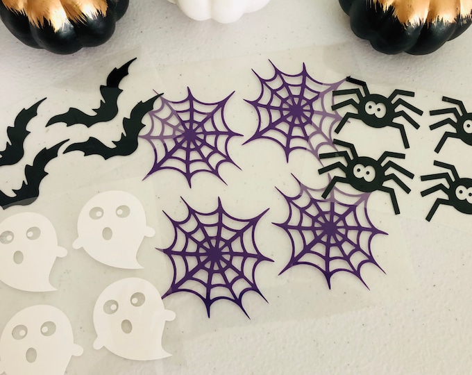 Halloween Iron Ons: Spider, Bat, Ghost, Web - DIY Craft Supplies