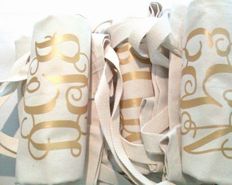 Monogram Tote Bags for Bridesmaids, Book Bag Tote, Reusable Organic Cotton Tote bag