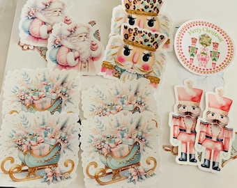Holiday Sticker Set: Santa and Nutcracker Gift Tags (2 Decals)