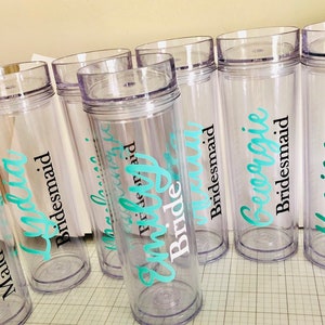 Monogram Bridesmaid Tumblers: Skinny Acrylic Tumbler with Lid & Straw