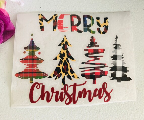 Leopard Plaid Christmas Tree Decal - Seasonal Door and Shed Decoration