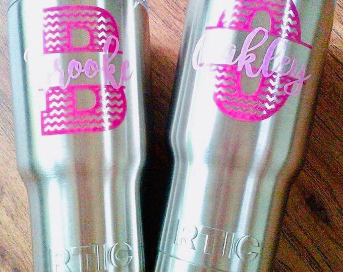 Personalized Vinyl Tumbler Decals, Custom Name Monogram Stickers, Vinyl Application